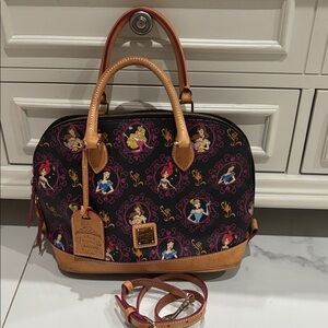 Dooney & Bourke Princess Print 2017 1/2 marathon Black and Tan Satchel